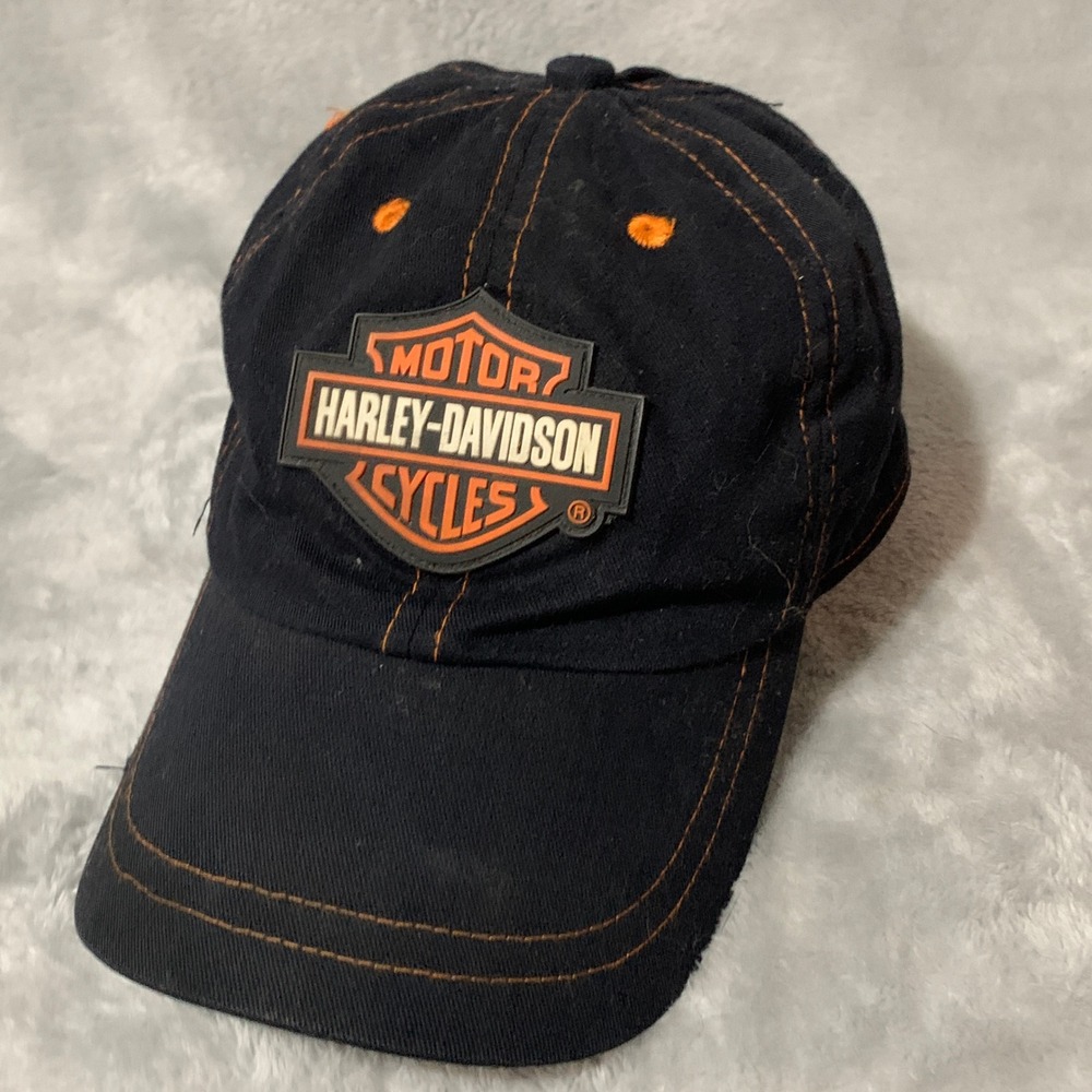 Harley-Davidson Kids Black Orange Championship Lineage Baseball Cap 8-18 Flaw